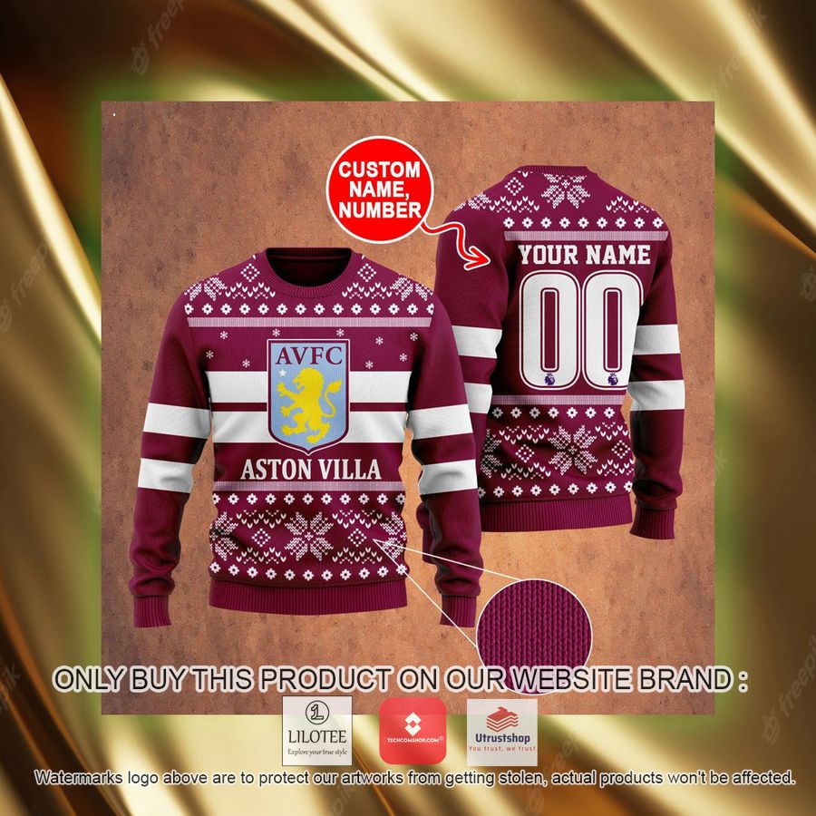 personalized aston villa ugly christmas sweater 4 60438