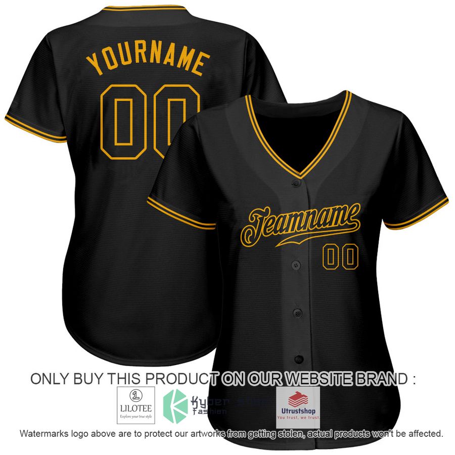 personalized black black gold baseball jersey 2 88918