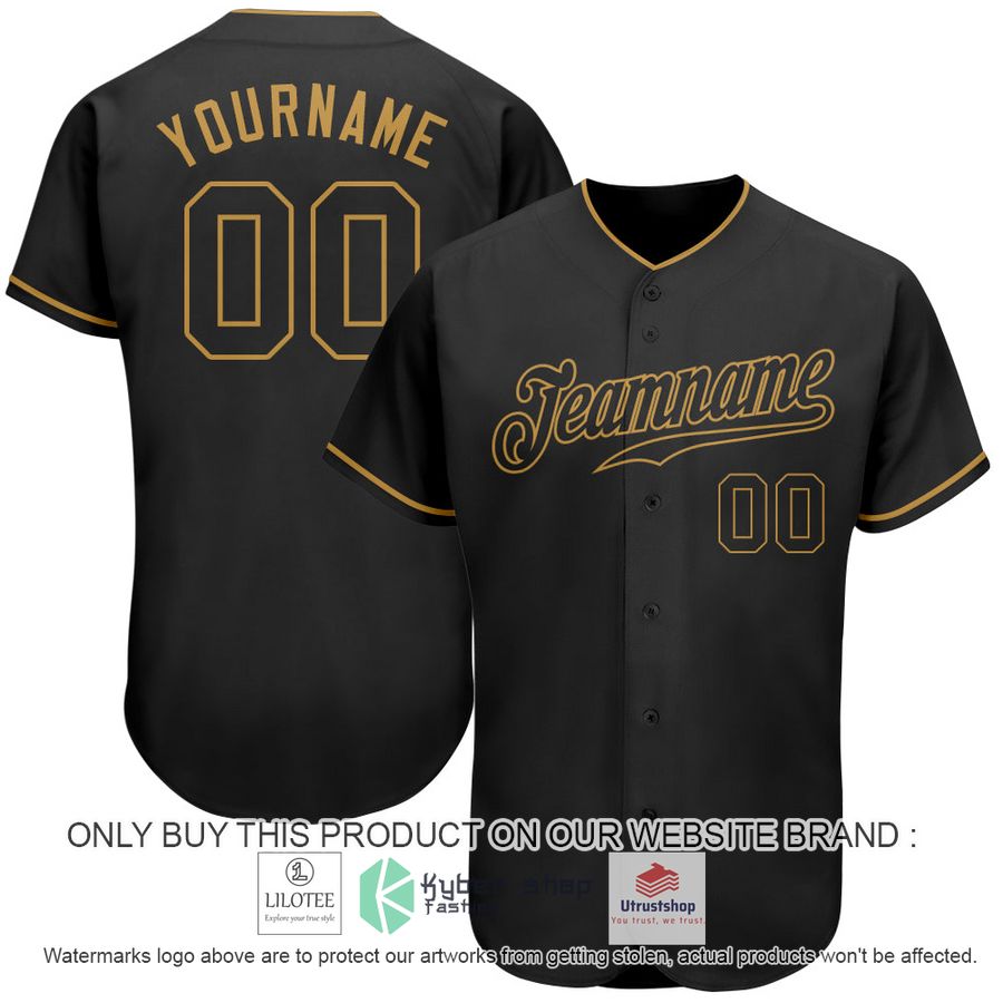 personalized black black old gold baseball jersey 1 85653