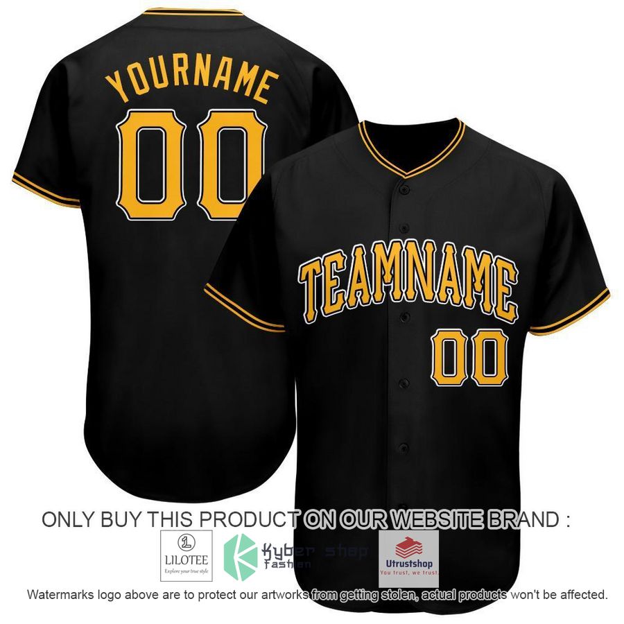 personalized black gold white baseball jersey 1 75462