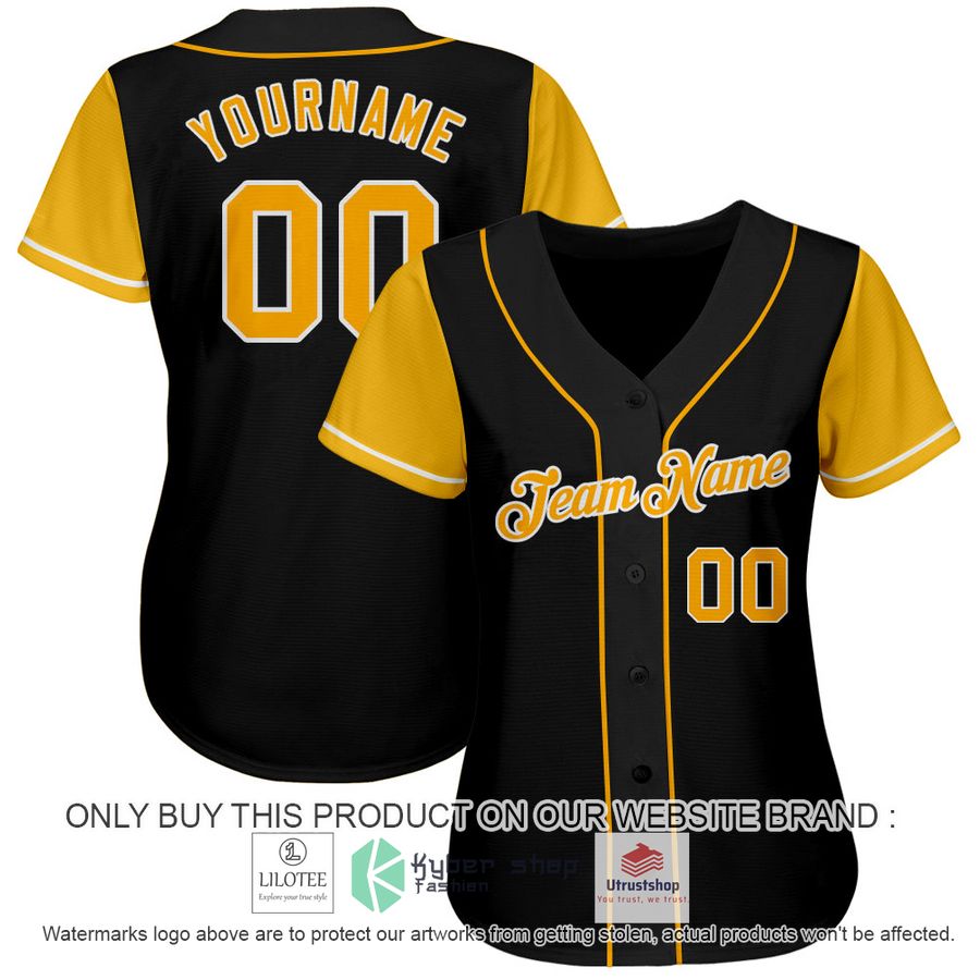 personalized black gold white two tone baseball jersey 2 76625