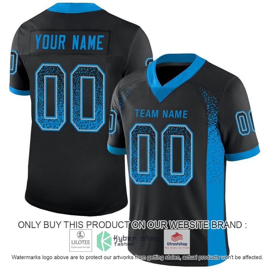 personalized black panther blue light gray mesh drift football jersey 1 20751