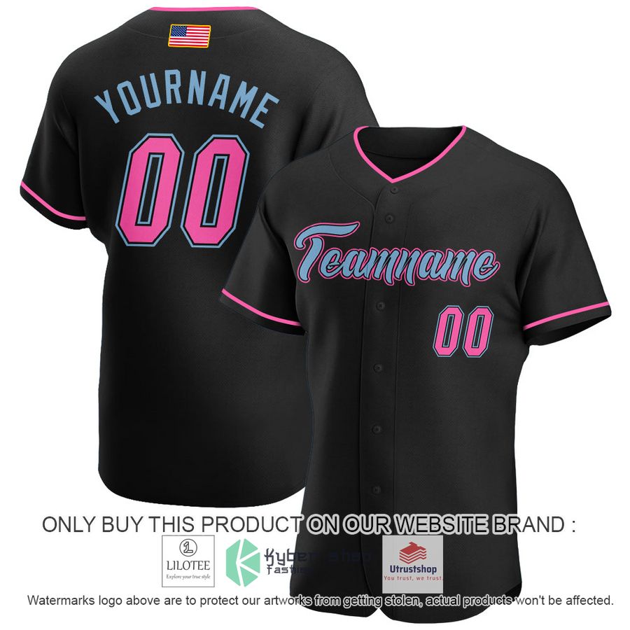 personalized black pink light blue american flag baseball jersey 1 57371
