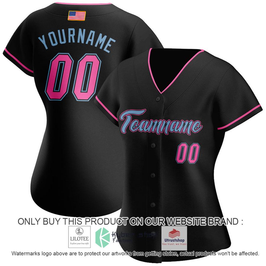 personalized black pink light blue american flag baseball jersey 2 93718