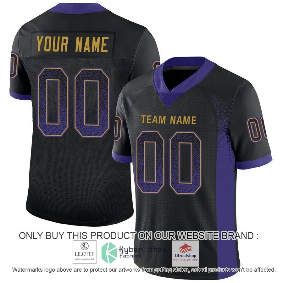 personalized black purple old gold mesh drift football jersey 1 82798