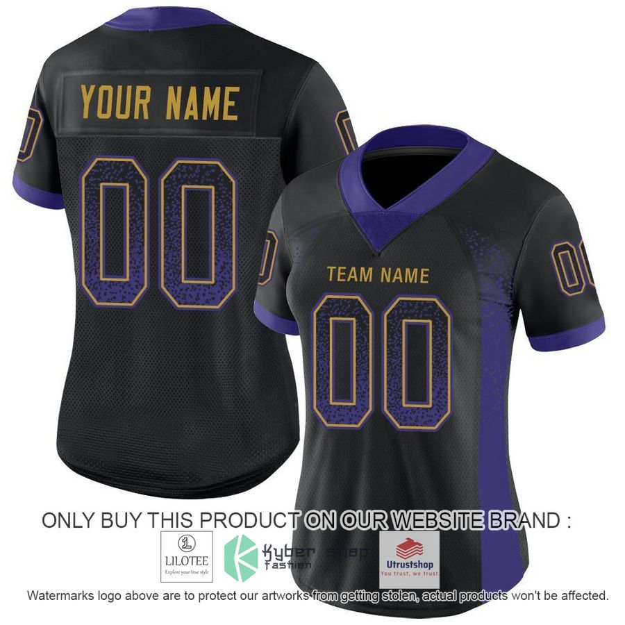personalized black purple old gold mesh drift football jersey 2 74605