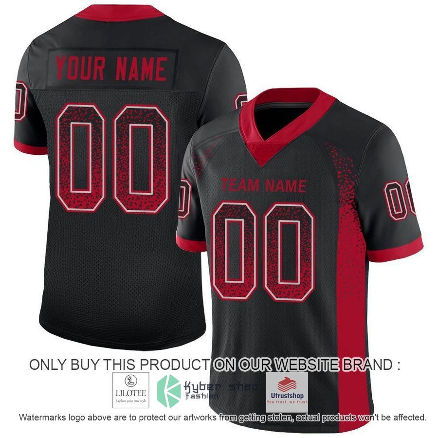 personalized black red light gray mesh drift football jersey 1 44214