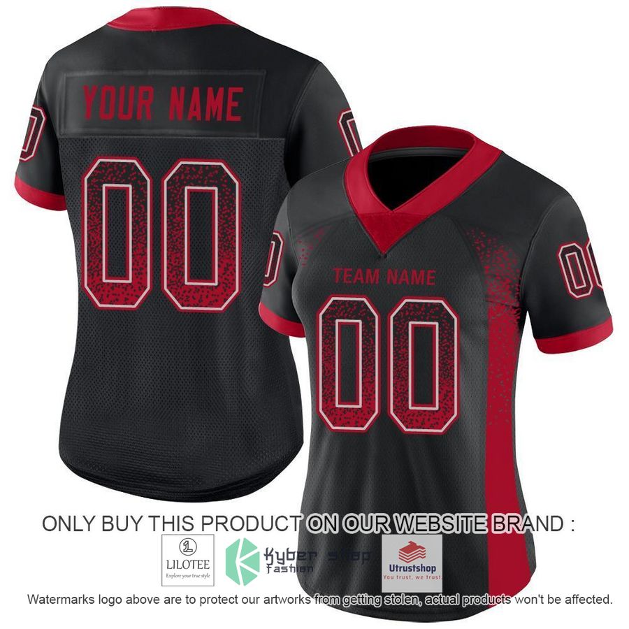 personalized black red light gray mesh drift football jersey 2 11361