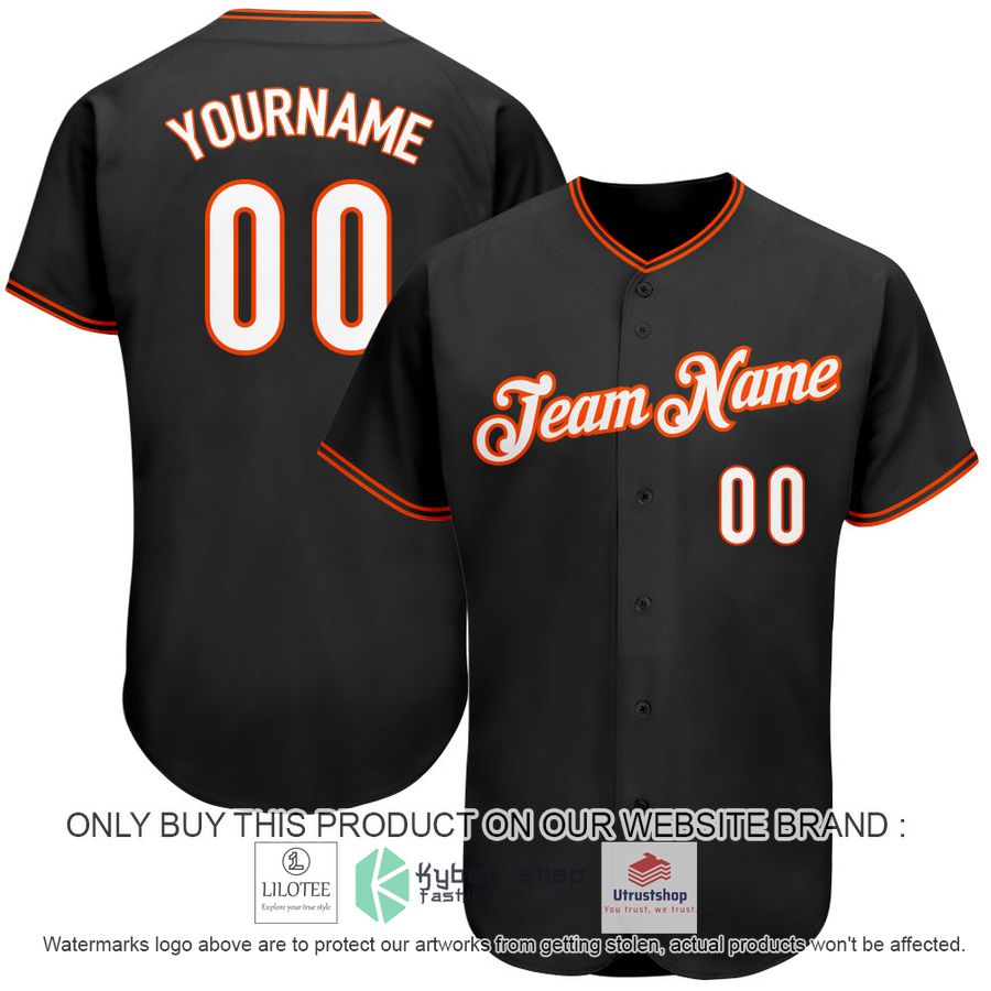 personalized black white orange baseball jersey 1 67615