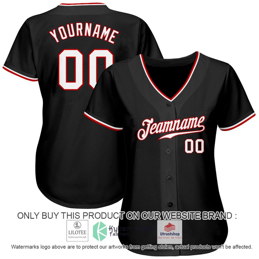 personalized black white red baseball jersey 2 86021