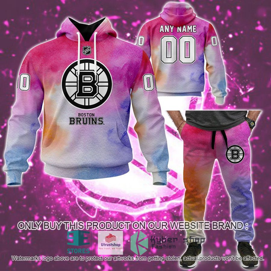 personalized breast cancer awareness nhl boston bruins hoodie long pants 1 41840