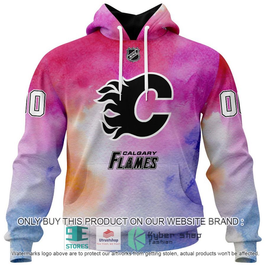 personalized breast cancer awareness nhl calgary flames hoodie long pants 2 98714