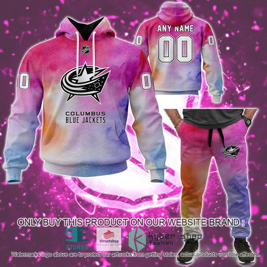 personalized breast cancer awareness nhl columbus blue jackets hoodie long pants 1 25821