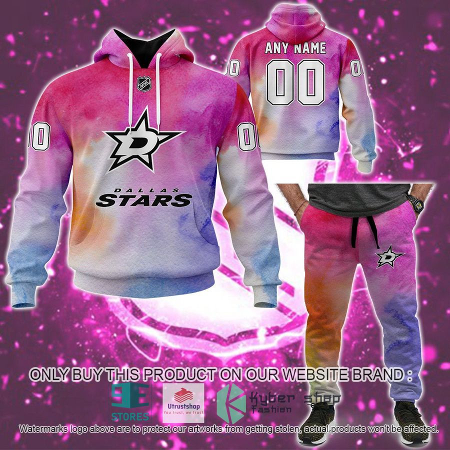 personalized breast cancer awareness nhl dallas stars hoodie long pants 1 30055
