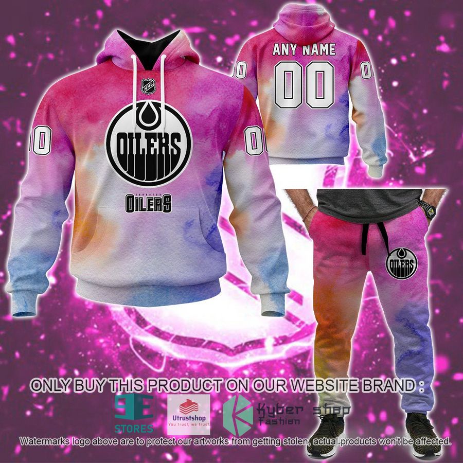personalized breast cancer awareness nhl edmonton oilers hoodie long pants 1 66892