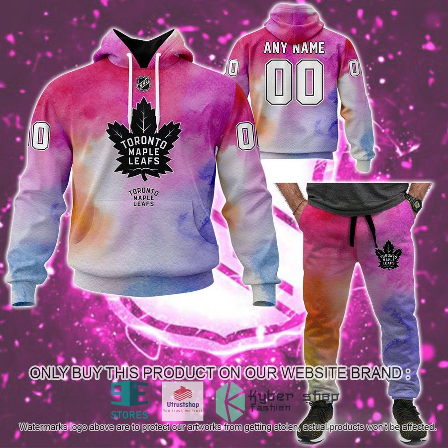 personalized breast cancer awareness nhl toronto maple leafs hoodie long pants 1 56356