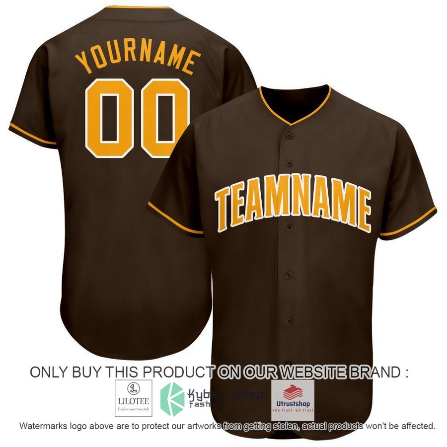 personalized brown gold white baseball jersey 1 92133