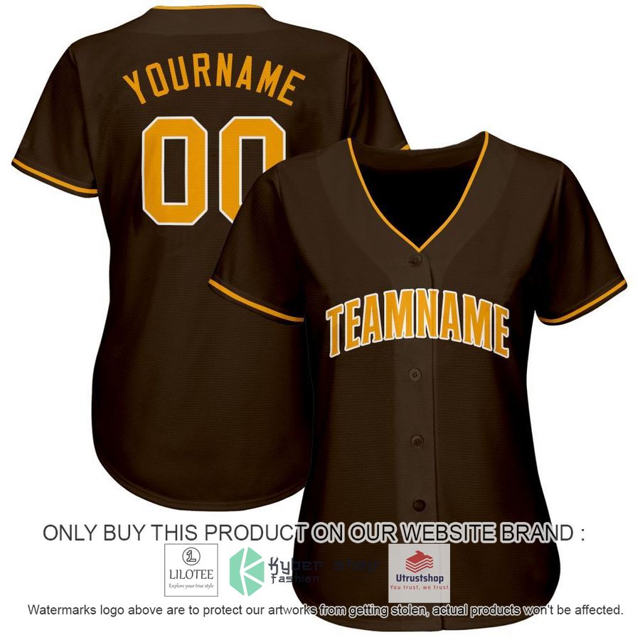 personalized brown gold white baseball jersey 2 2054