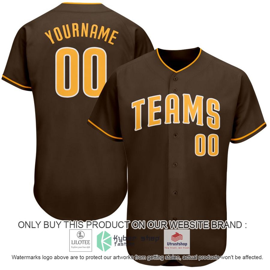 personalized brown white gold baseball jersey 1 74691