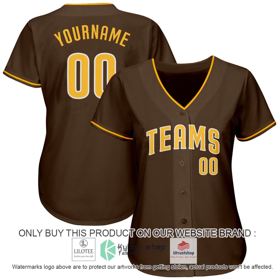 personalized brown white gold baseball jersey 2 56047