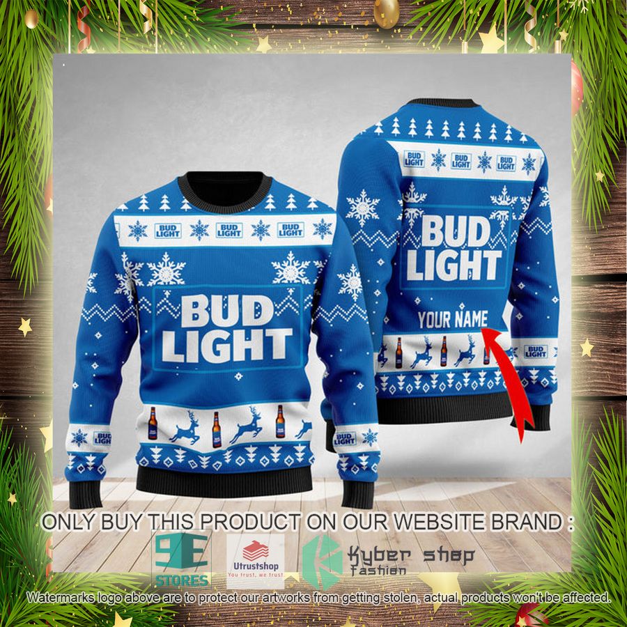 personalized bud light ugly christmas sweater 4 75141