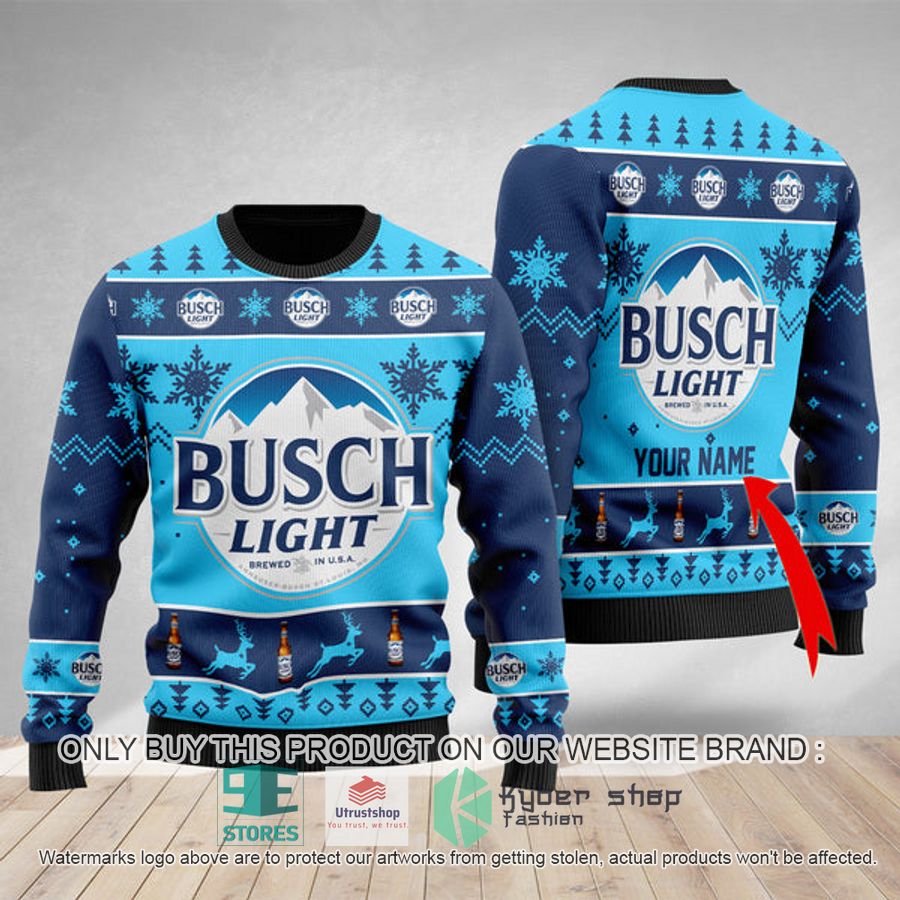 personalized busch light ugly christmas sweater 1 57598