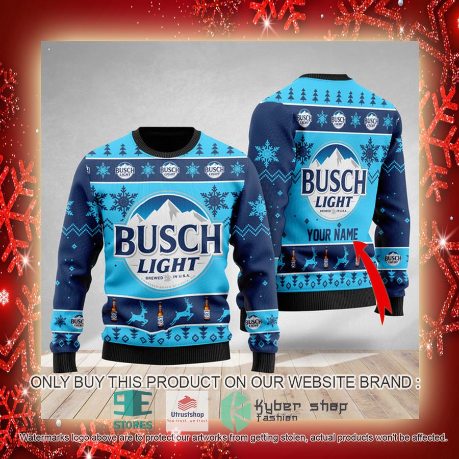 personalized busch light ugly christmas sweater 3 78509
