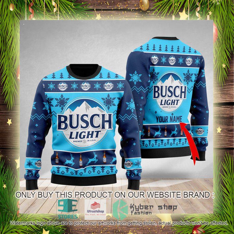 personalized busch light ugly christmas sweater 4 73873