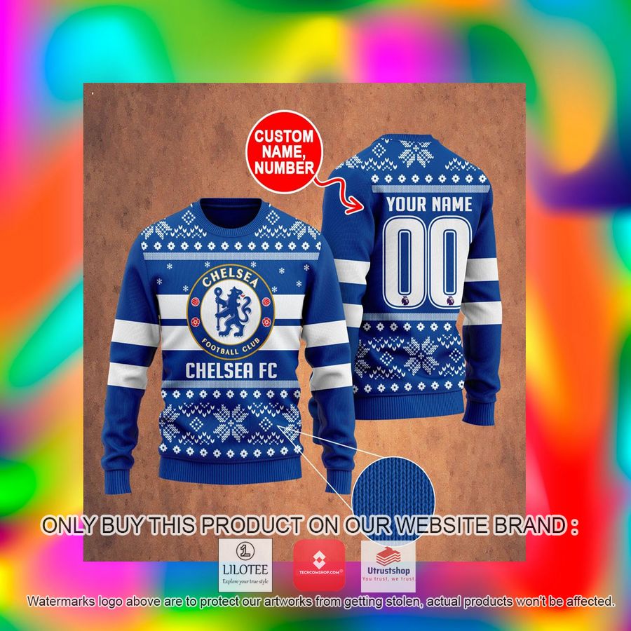 personalized chelsea fc ugly christmas sweater 2 32451