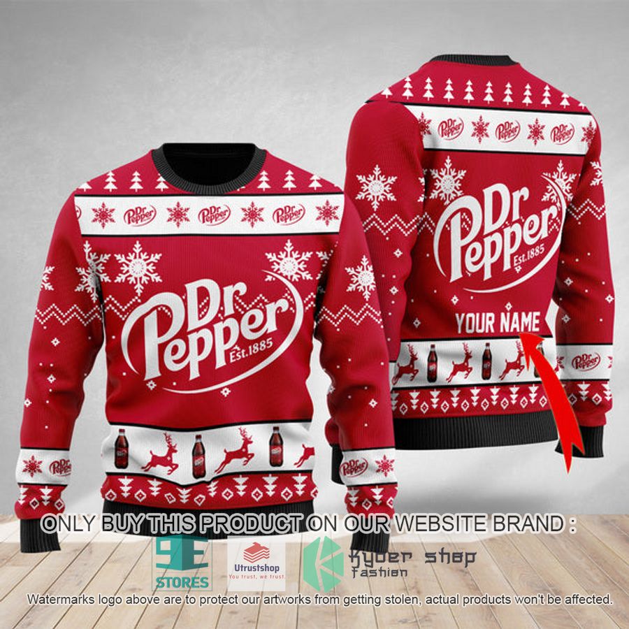 personalized dr pepper red ugly christmas sweater 1 3139