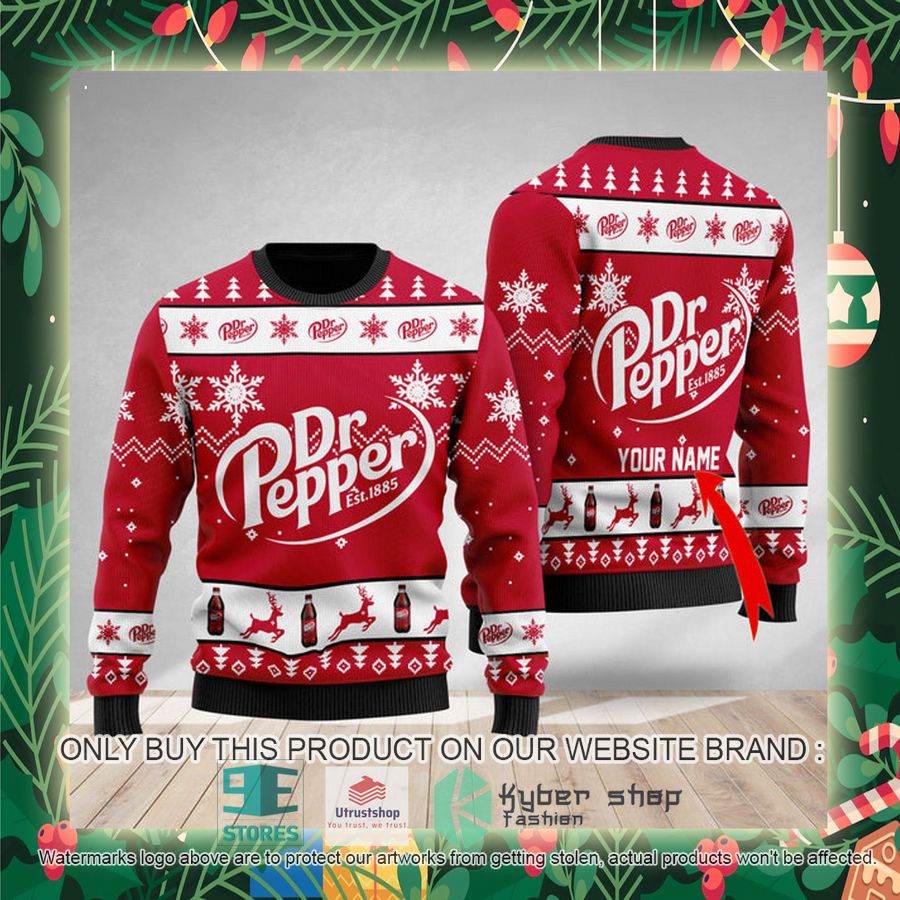 personalized dr pepper red ugly christmas sweater 2 70240