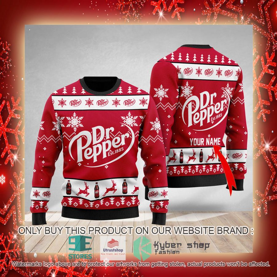 personalized dr pepper red ugly christmas sweater 3 19622