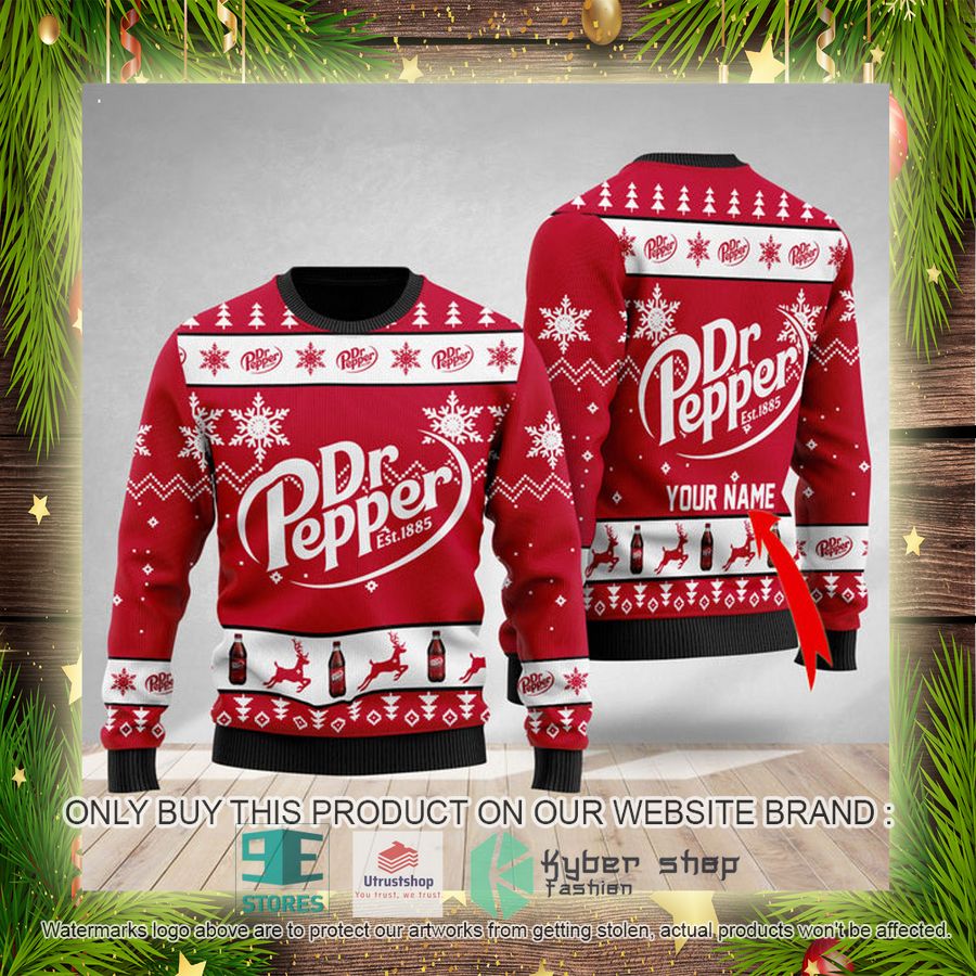 personalized dr pepper red ugly christmas sweater 4 12640