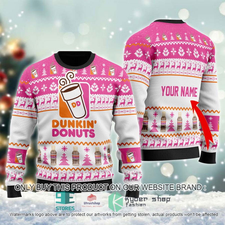 personalized dunkin donuts spirit ugly christmas sweater 1 22430