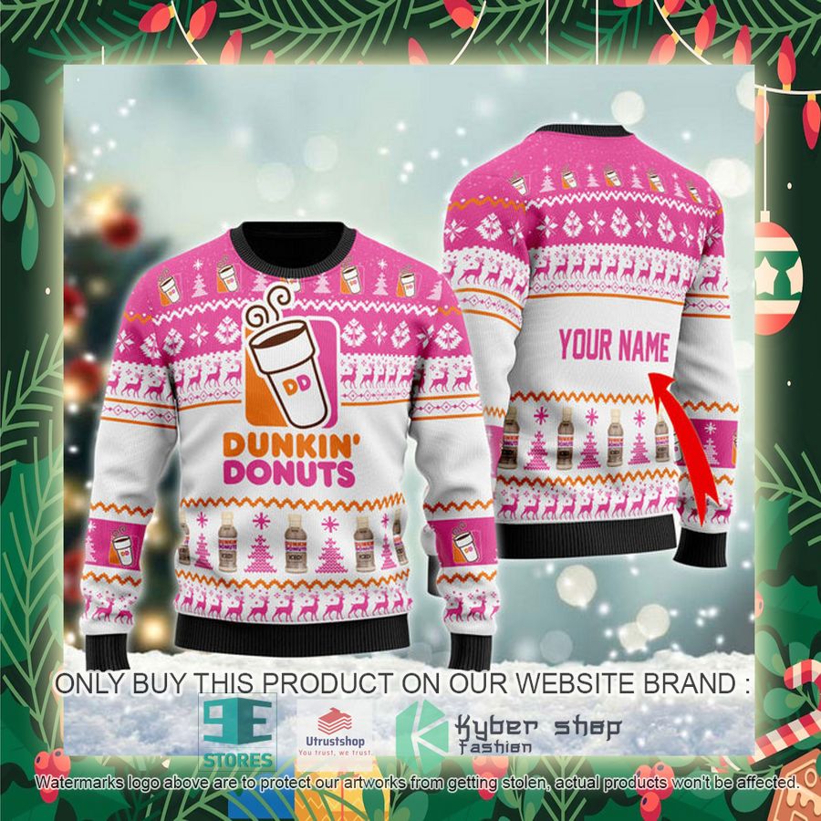 personalized dunkin donuts spirit ugly christmas sweater 2 55707