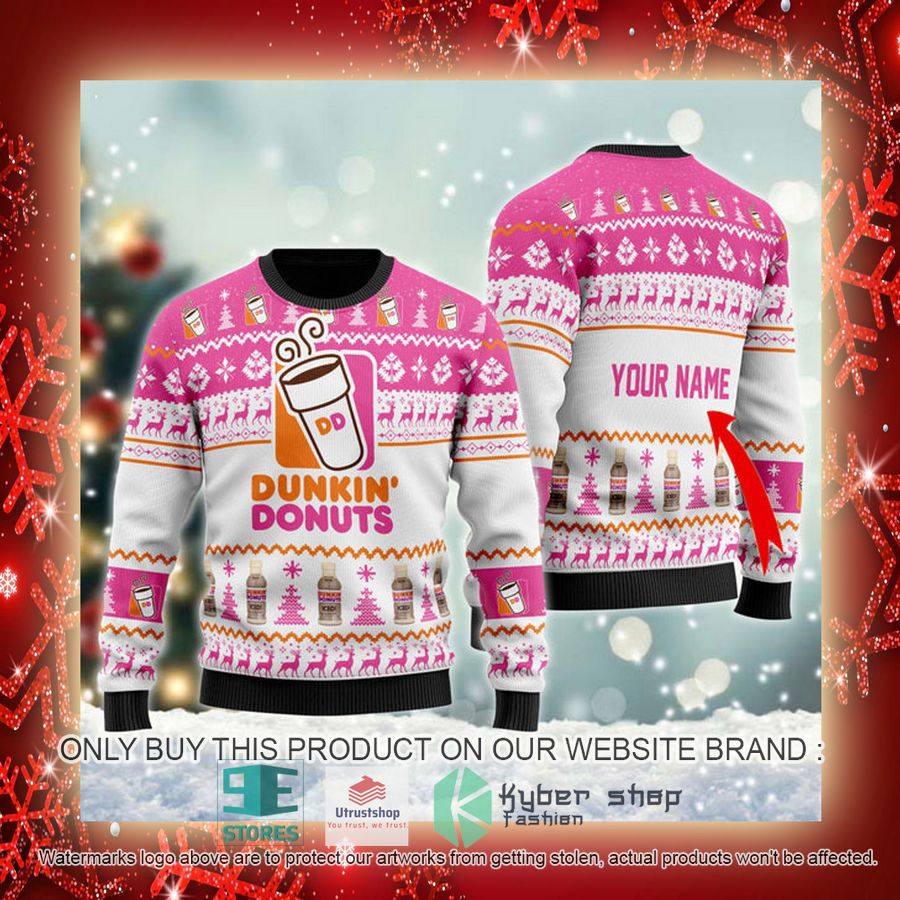 personalized dunkin donuts spirit ugly christmas sweater 3 73774