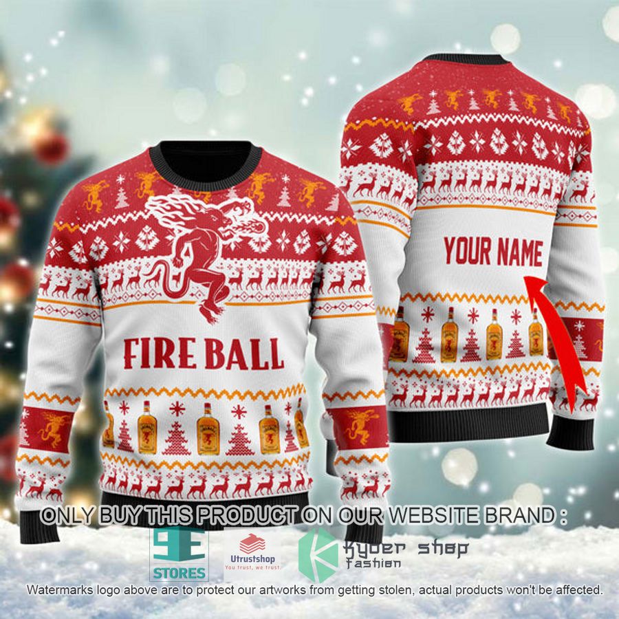 personalized fireball whiskey spirit ugly christmas sweater 1 99296