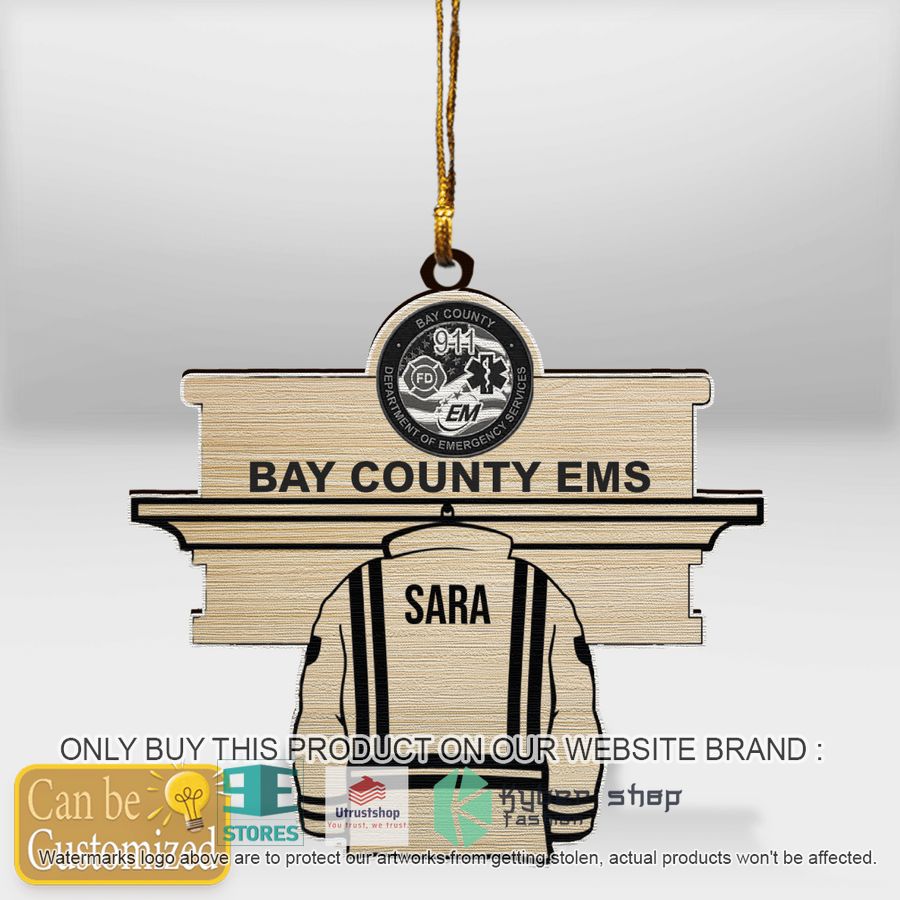 personalized florida bay county ems wooden ornament 1 10396