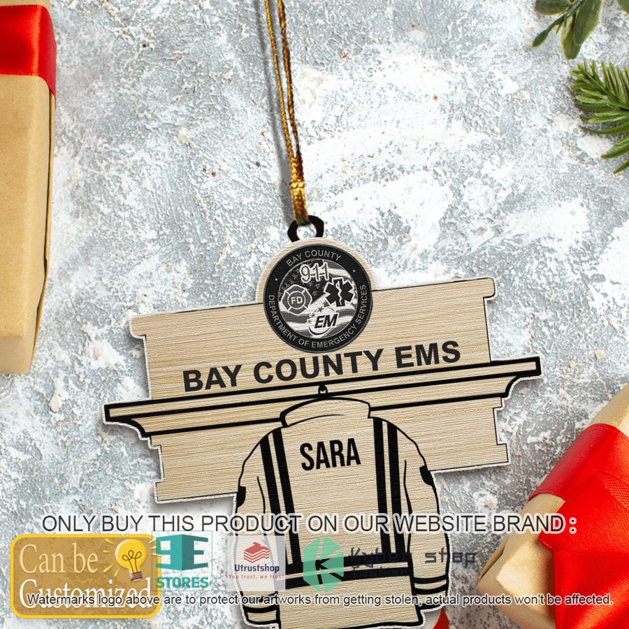 personalized florida bay county ems wooden ornament 2 56263