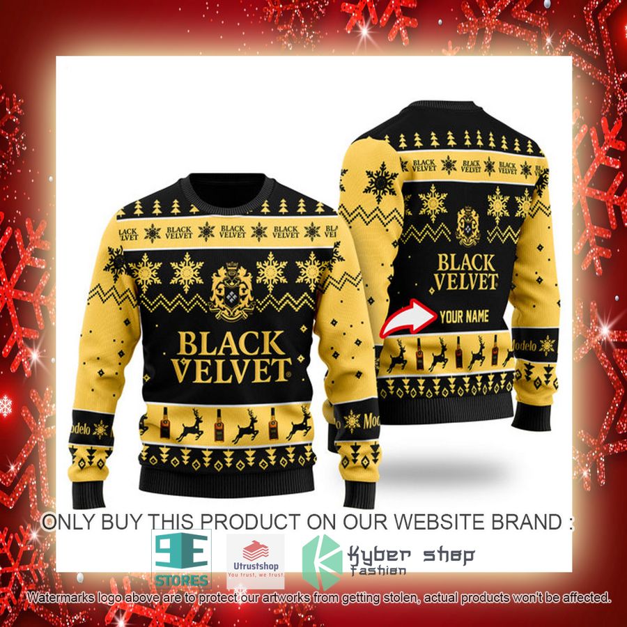 personalized funny black velvet whisky ugly christmas sweater 3 51876