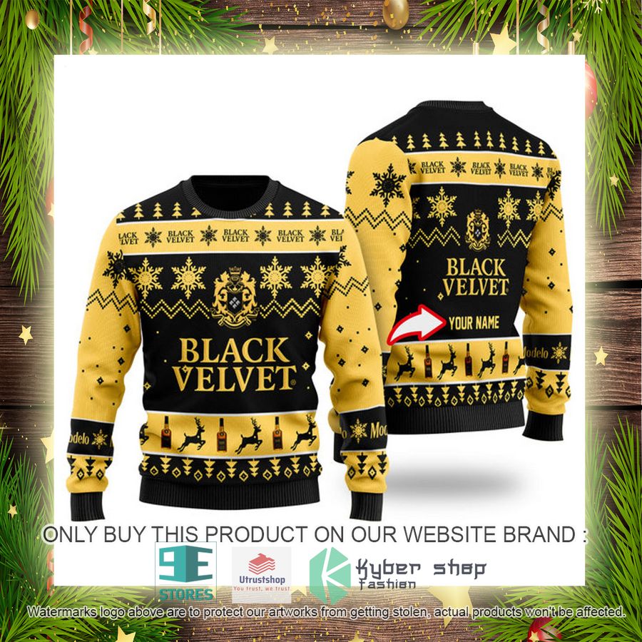 personalized funny black velvet whisky ugly christmas sweater 4 31496