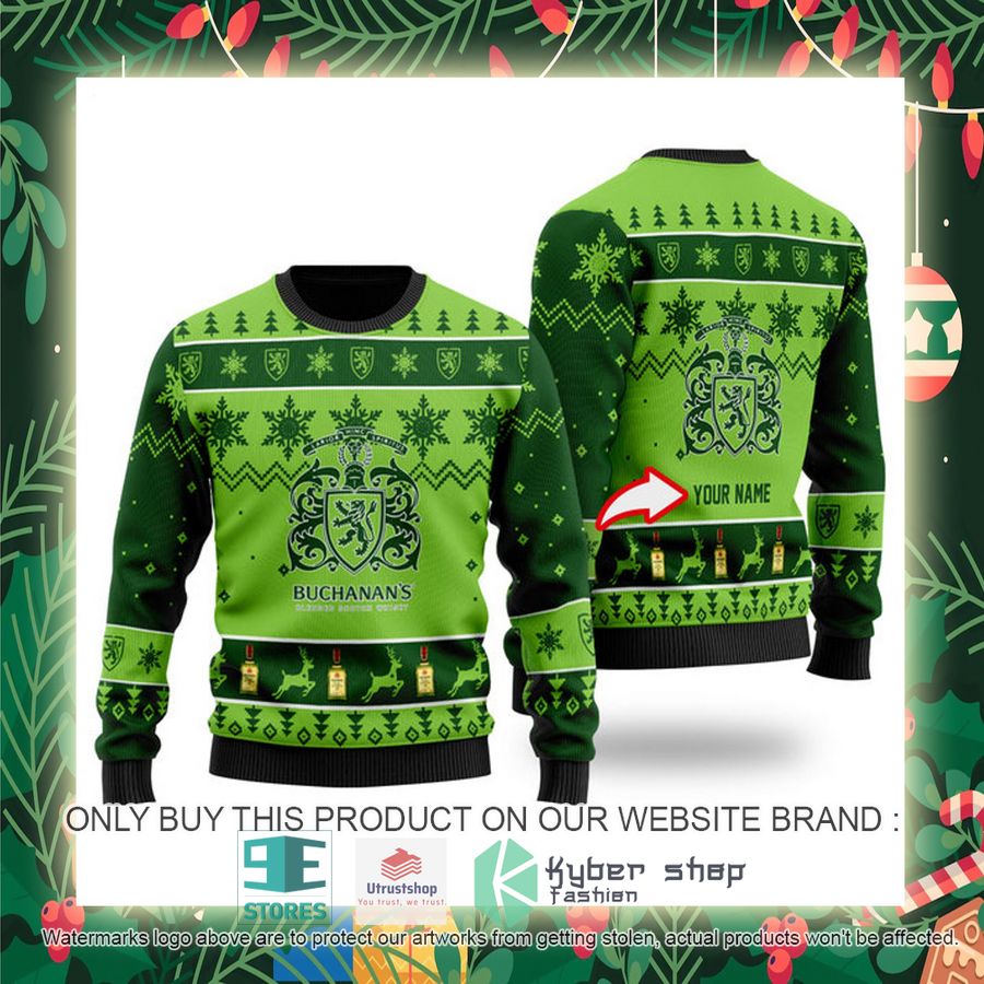 personalized funny buchanans whisky ugly christmas sweater 2 78649