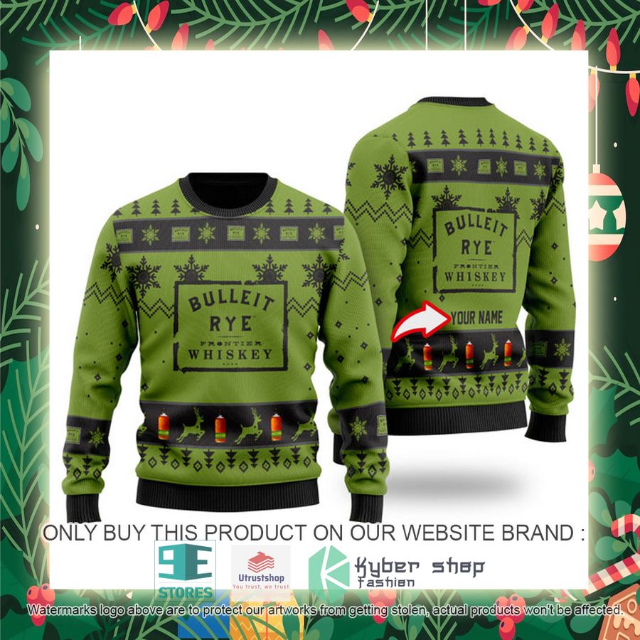 personalized funny bulleit rye ugly christmas sweater 2 12437