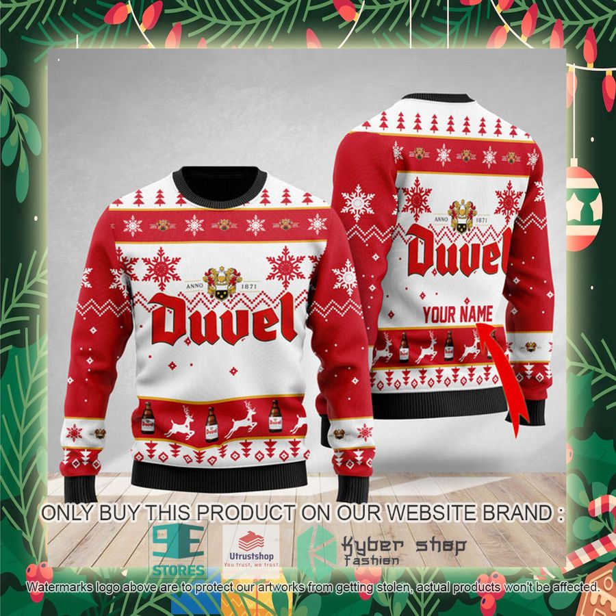 personalized funny duvel beer ugly christmas sweater 2 78864