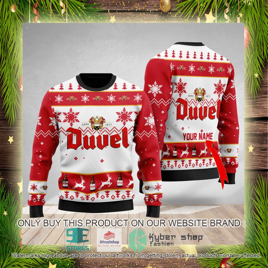 personalized funny duvel beer ugly christmas sweater 4 25190