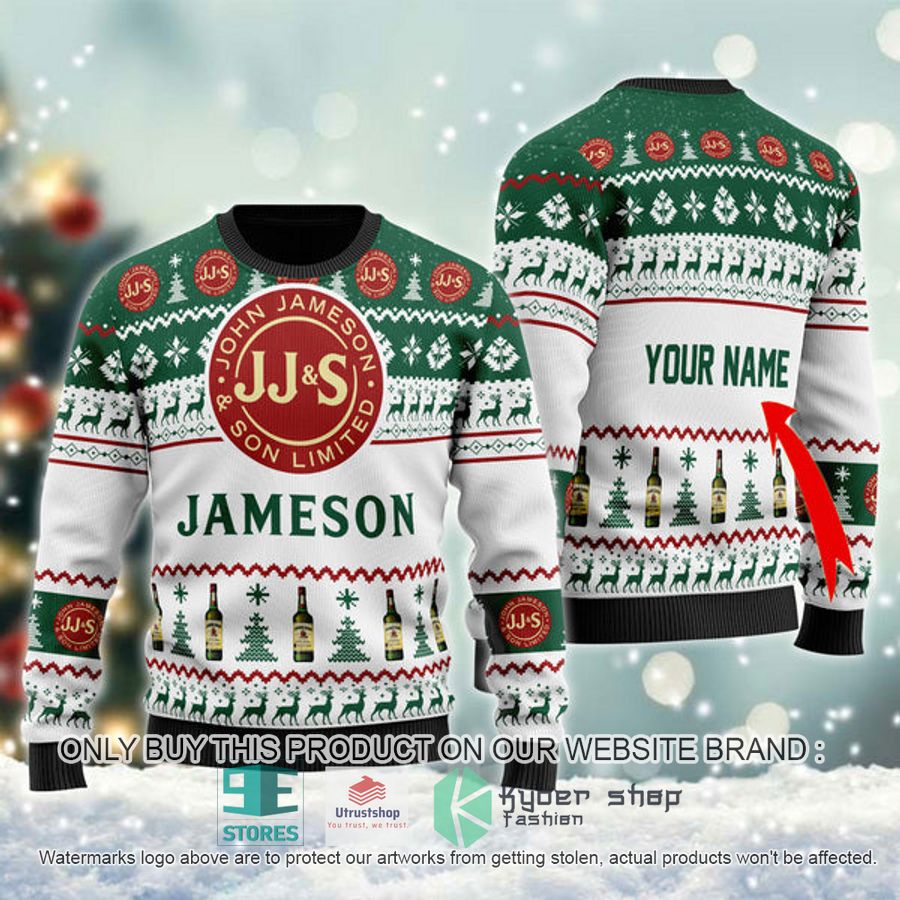 personalized funny jameson irish whiskey ugly christmas sweater 1 23252