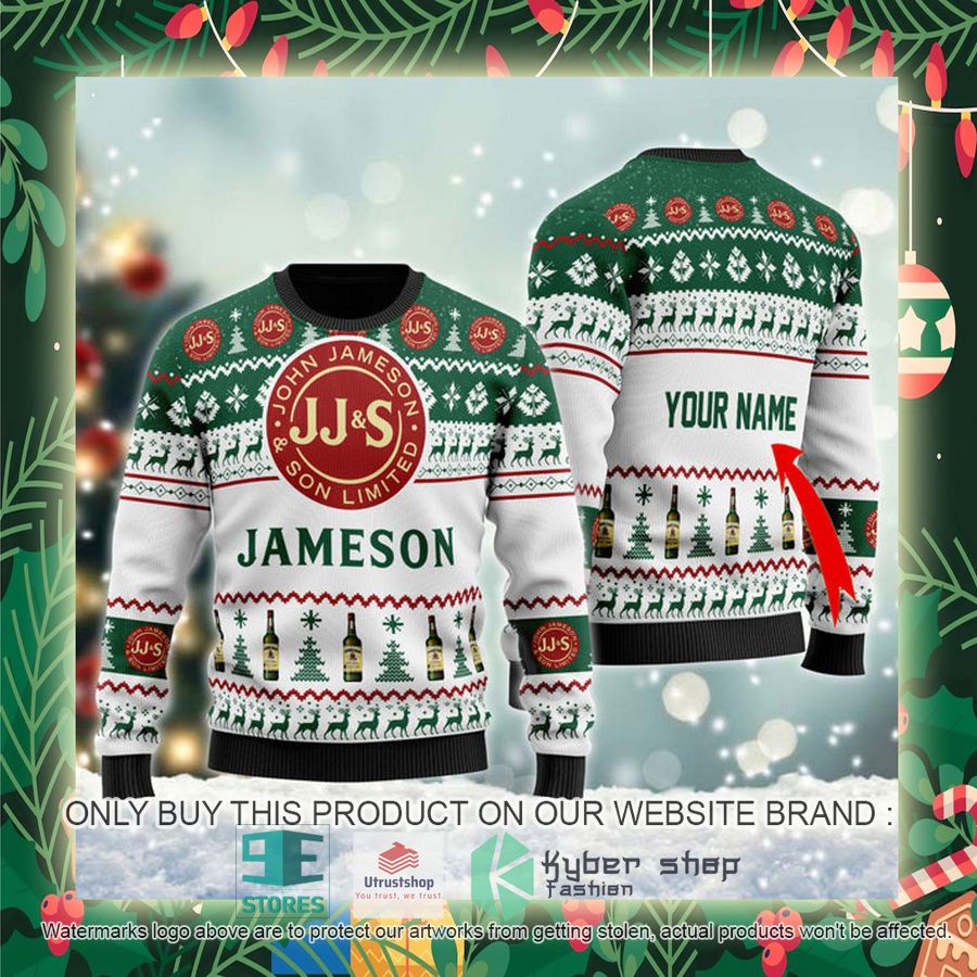 personalized funny jameson irish whiskey ugly christmas sweater 2 92870