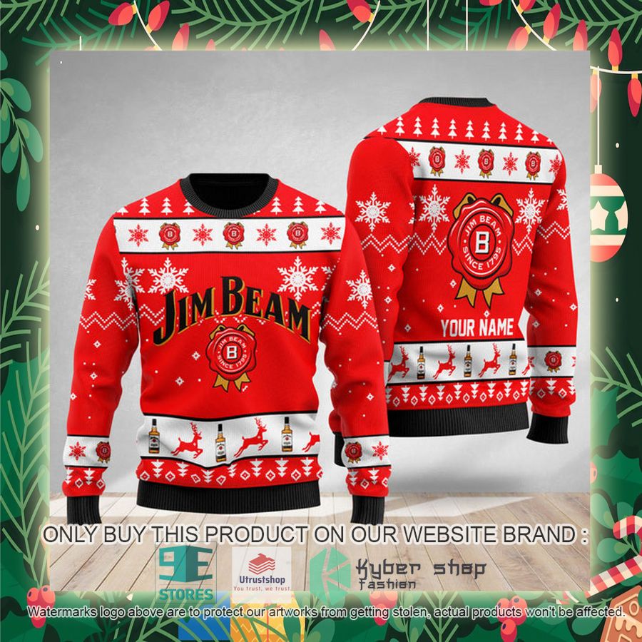 personalized funny jim beam ugly christmas sweater 2 12684