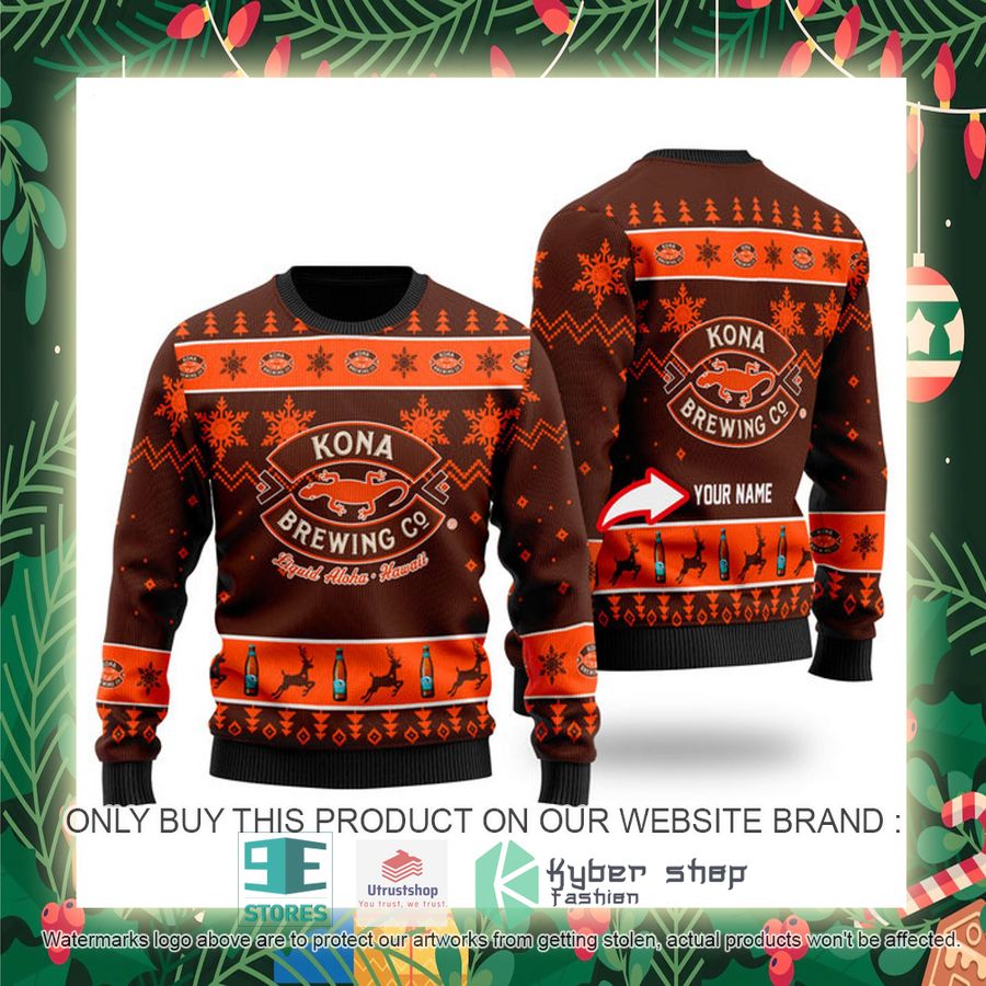 personalized funny kona brewing ugly christmas sweater 2 14629