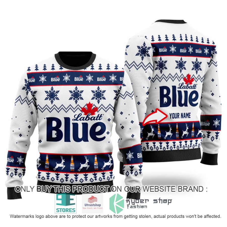 personalized funny labatt blue ugly christmas sweater 1 62030